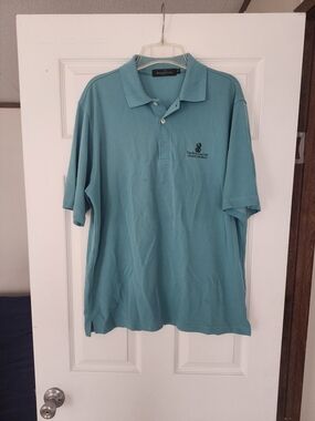 Bugatchi The Ritz Carlton Men’s Teal-Green Polo Shirt with Embroidered Logo